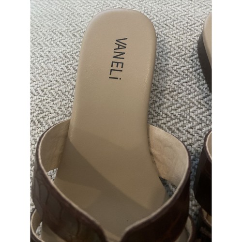 New Vaneli Errita Curb Chain Slide Croc Brown Sandals Size 8N - Picture 3 of 10