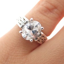 925 Sterling Silver Vintage Oval-Cut C Z Ornate Ring Size 5