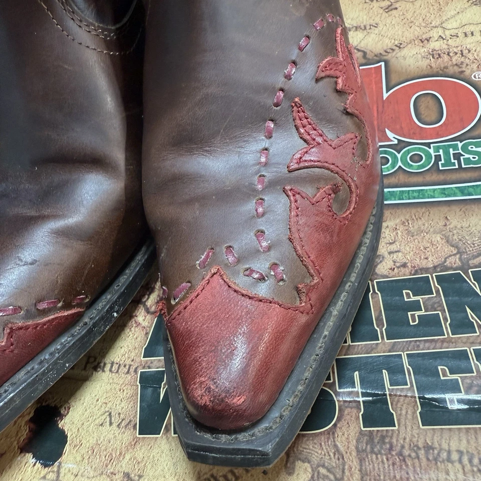 Botas para mujer Laredo talla 10 M Cullision marrón/rojo #51069 Western Foto 3 de 4