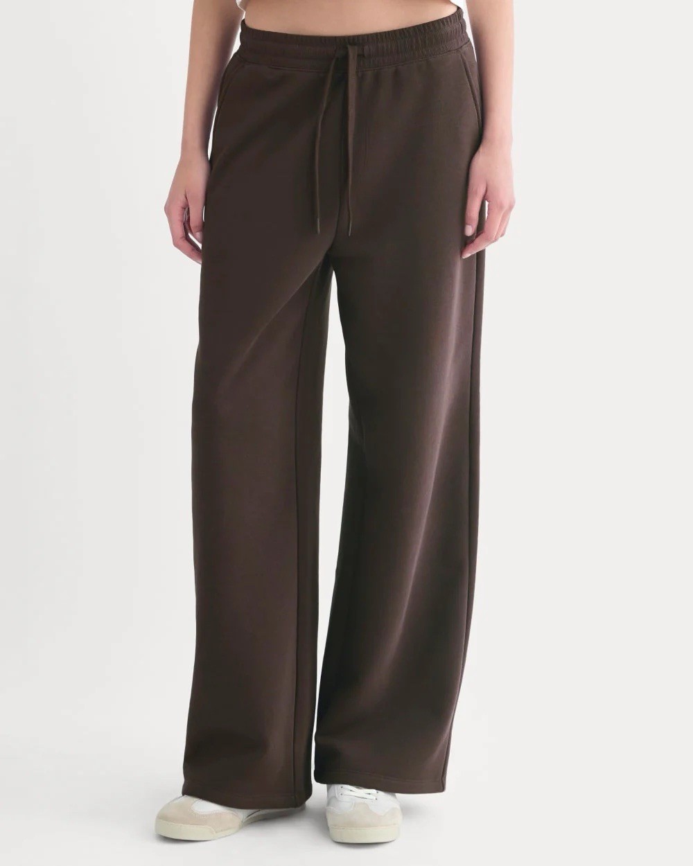 EVERLANE Luxe Fleece Wide-Leg Sweatpant, Small, Dark Chocolate Brown