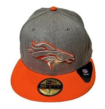 NWT Authentic NFL Denver Broncos Heather Gray Orange New Era 59Fifty Fitted Hat