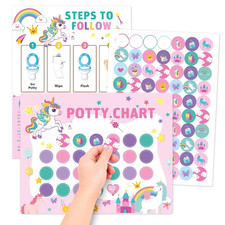 Unicorns Potty Training Chart for Toddlers, 10 Potty Training Sticker Charts wit