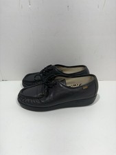 SAS Siesta Women's Dark Navy Blue Leather Lace Up Comfort Loafers Shoes Sz 6