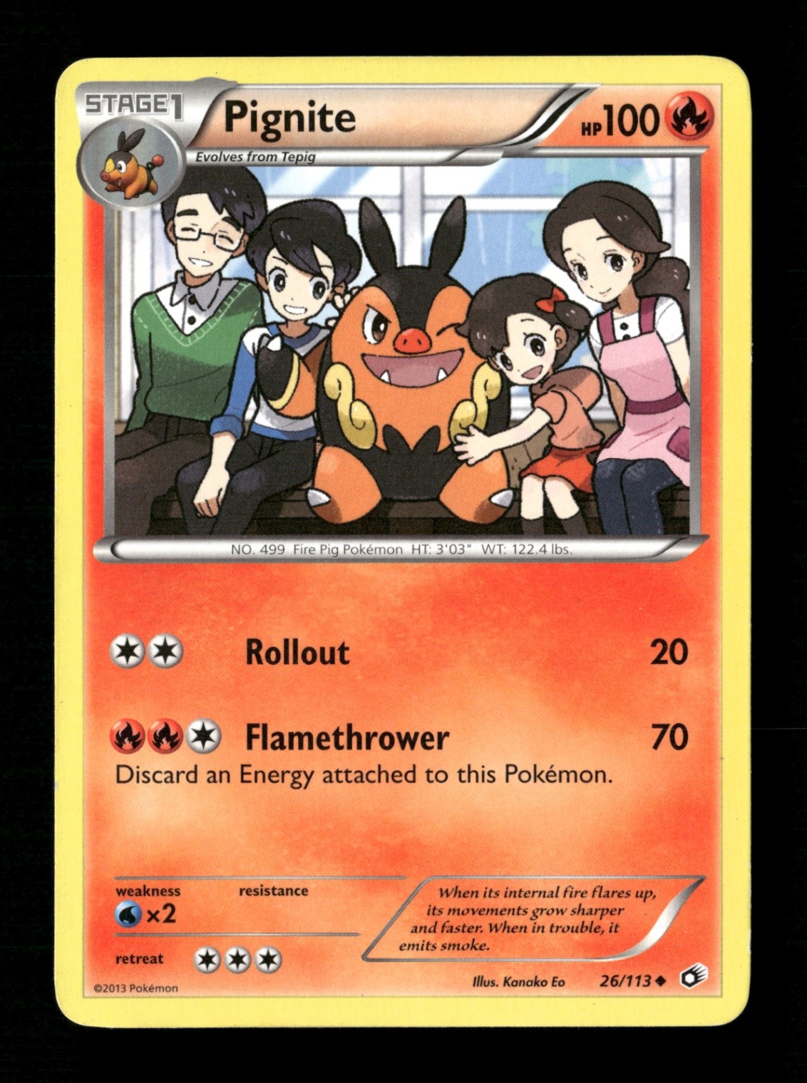 Pignite 26/113 Non Holo Uncommon Legendary Treasures LP Pokemon