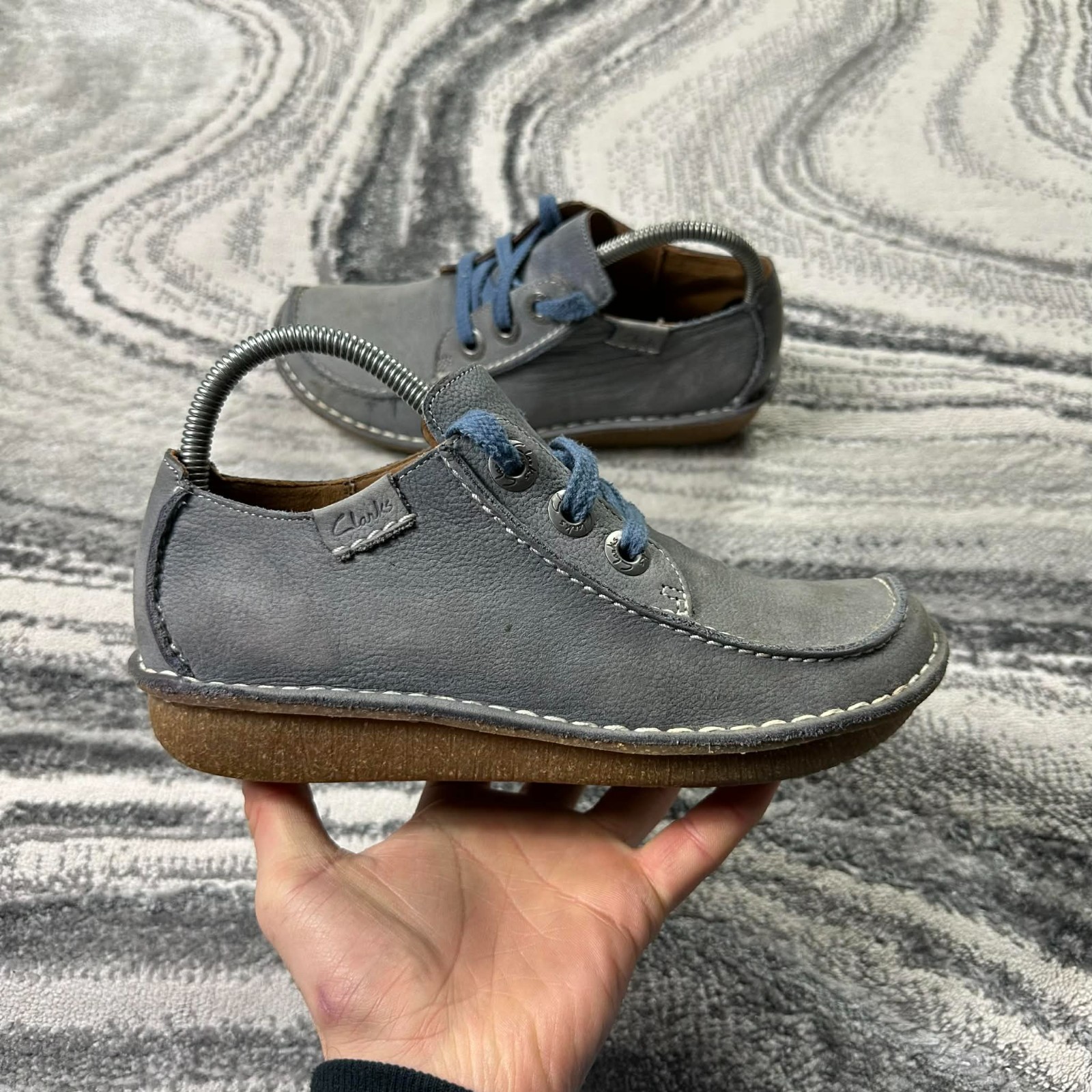 Clarks Funny Dreams Duck Egg Blue Artisan NuBuck Leather Minimalist Shoes UK 5 D image 4