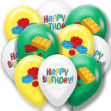 Building Block Latex Balloons Building Blocks Themed Birthday Party Balloons Bri