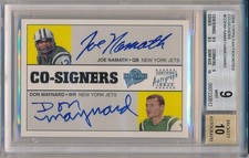 JOE NAMATH Don Maynard 2004 Topps FAN FAVORITES Co-Signers AUTO BGS 9 AUTO 10