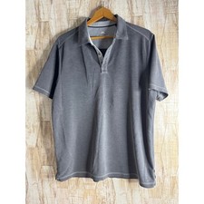 Tommy Bahama Mens Gray Short Sleeve Polo Shirt Large L Tencel Polyester