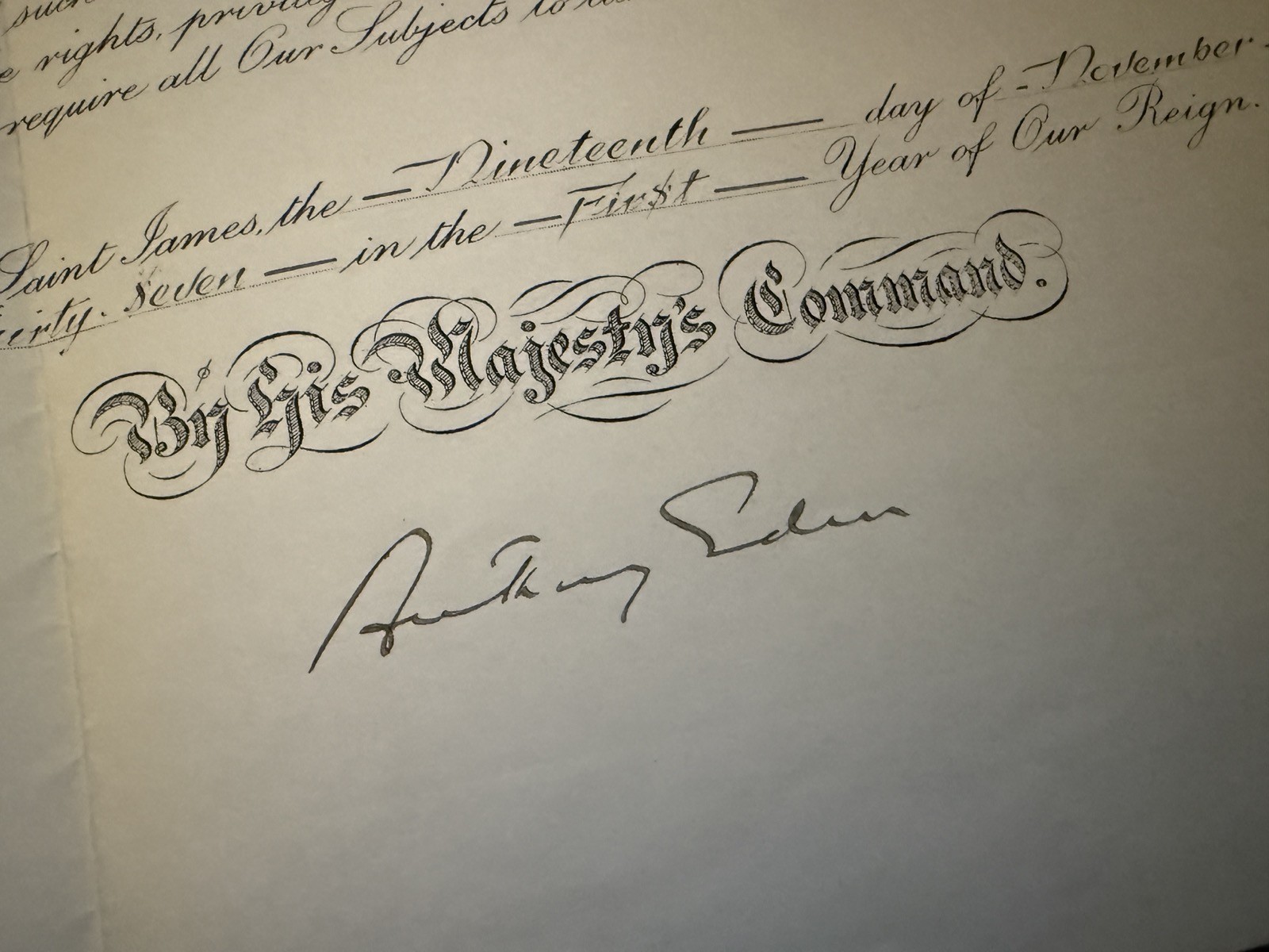 King George VI and Anthony Eden signed 1937 appointing consul to France document