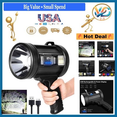 2000000 Lumens Rechargeable LED Spotlight Waterproof Hunting Camping Flashlight