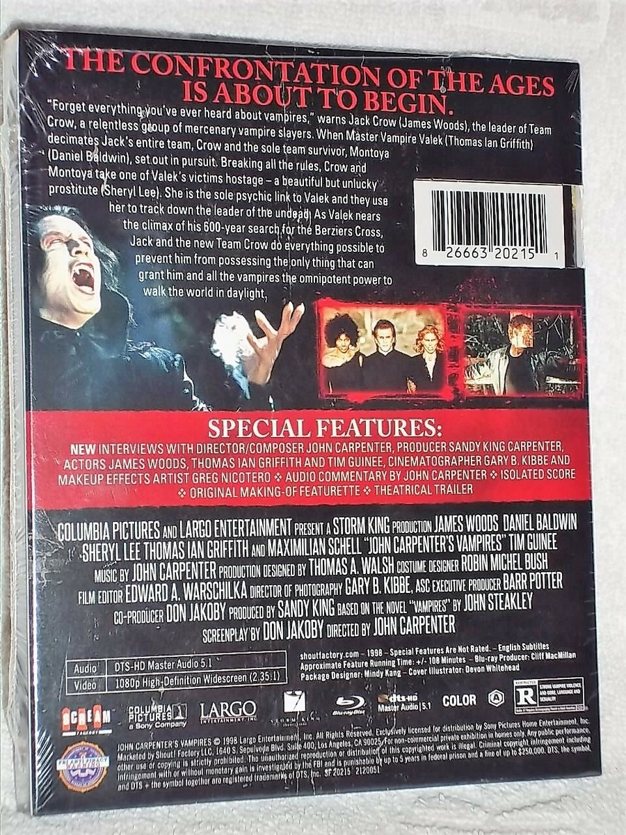 John Carpenter's Vampires (Blu-ray, 2019) NEW James Woods Daniel