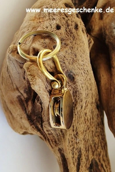 SEA-CLUB Schlüsselanhänger maritim Blockrolle ca. 8 cm Messing