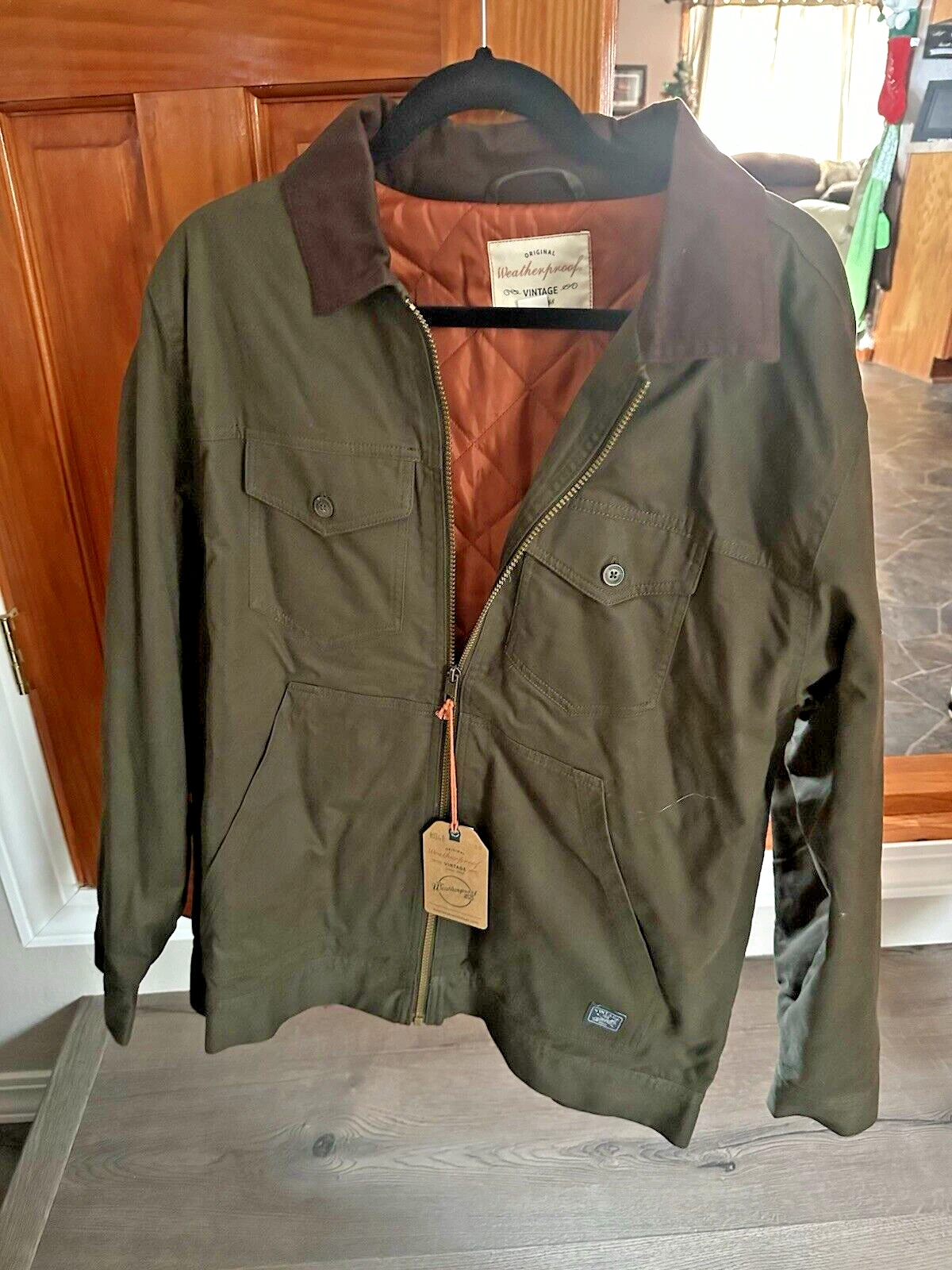 Weatherproof Vintage ARMY GREEN Jacket COAT For Men LARGE New $145