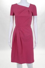 VALENTINO Pink Cotton Short Sleeve Asymmetrical Neck Knee Length A Line Dress 2