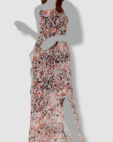$89 Bar 3 Women's Black Printed Floral Ruffle Maxi Dress Size Large