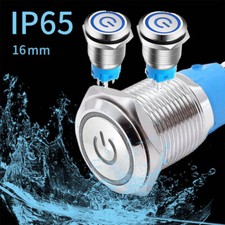 2PCS Latching Push Button Power Switch 16mm 12V LED ON OFF Waterproof Stainless