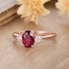 925 Sterling Silver Lab Created Ruby Ring July Birthstone Anniversary Ring