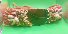 Vintage Tropical Seashells Rope Belt, Orange. Very Good Condition.