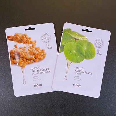 YADAH Daily Green NATTO COLLAGEN & CICA Sheet Masks US Seller Korean Skincare