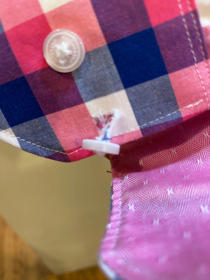 Camisa de vestir Tailorbyrd de algodón para hombre 16-34/35 ajuste a cuadros ribete en contraste Foto 4 de 4