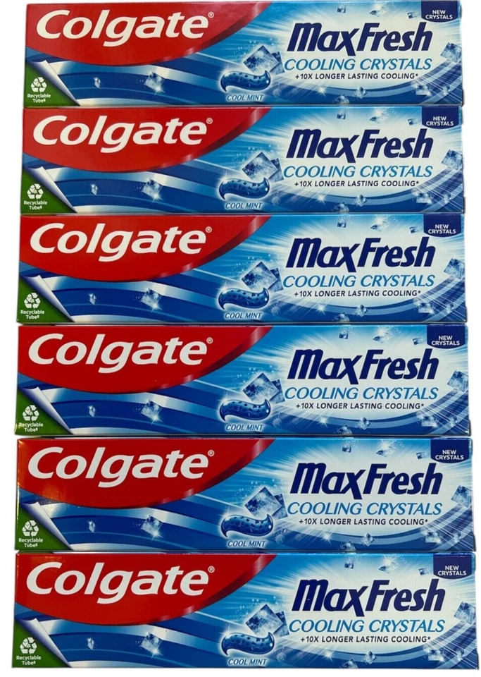 Colgate Zahnpasta Max Fresh Cooling Crystals Frische Weiße Zähne 6 x 100 ml