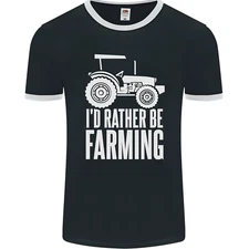 Id Rather Be Farmer Farming Tractor Mens Ringer T-Shirt FotL