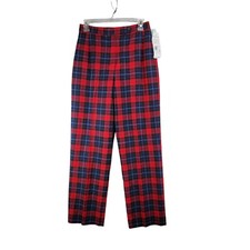 VTG NWT Pendleton Women's Virgin Wool Red Lined Plaid Pants SZ 10P RUN SMALL