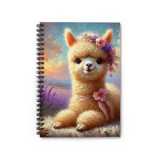 Adorable Alpaca Notebook - Cute Pastel Design with Flowers