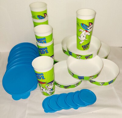 MINT Tupperware 101 Dalmations Team 101- 7 Cereal Bowls, 7 Tumblers,& 13 Seals