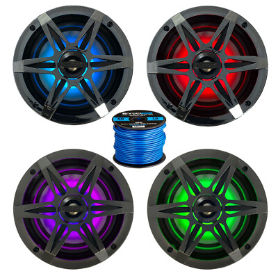 Enrock 120W Multi LED Speakers (Qty 4), 4x Chrome, 4x