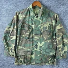 Vintage Vietnam Slant Pocket Ripstop Military Jungle Camo Shirt Sz Small Short