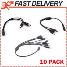 10Pack 5.5X2.1mm Female to Male Splitter Cable DC Power Supply for CCTV camera