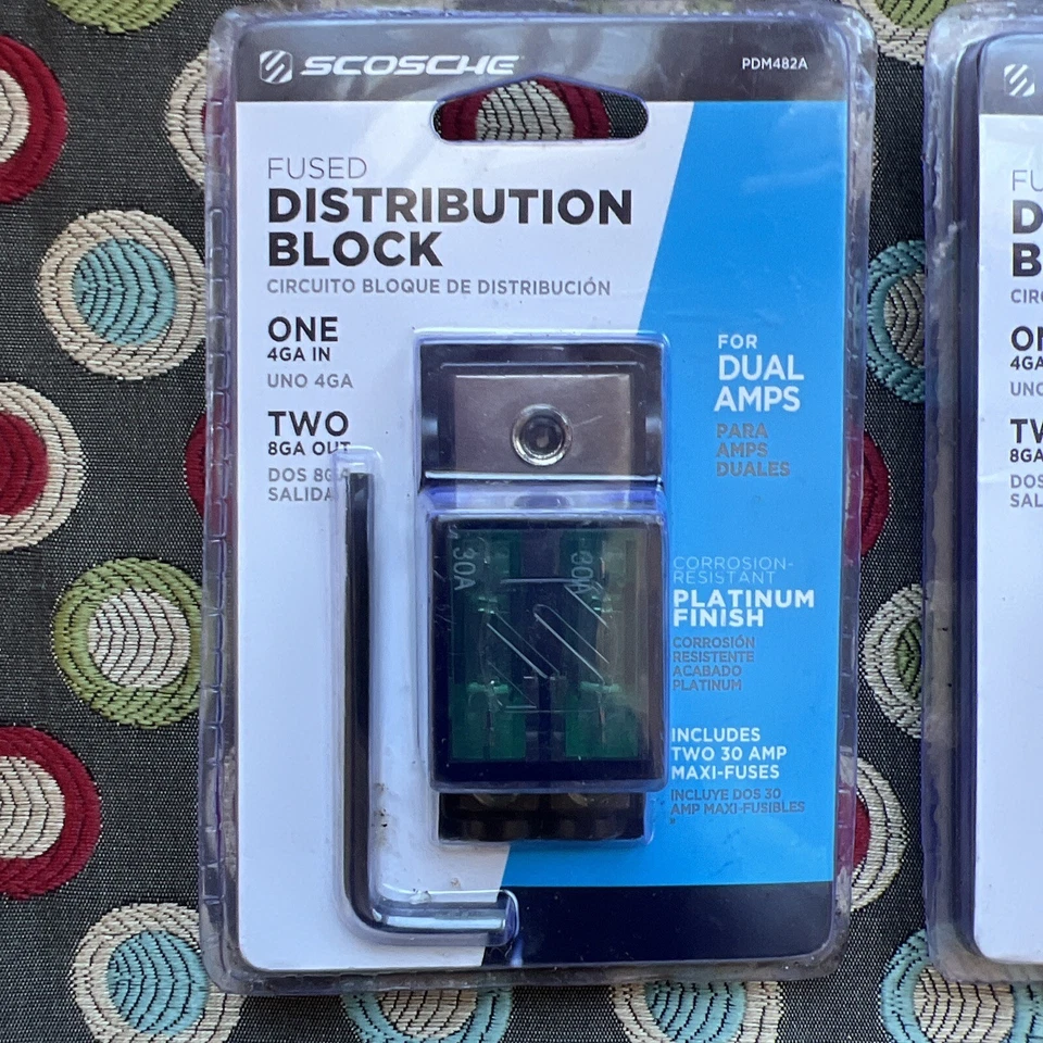 2x Scosche 2-Way Power Distribution Block PDM482A Dual AMPS Platinum Finish - Image 2 of 3