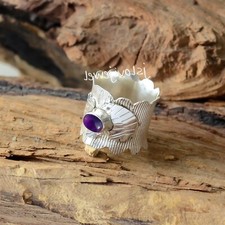 Amethyst Purple Gemstone 925 Sterling Silver Spinner Ring Latest Jewelry