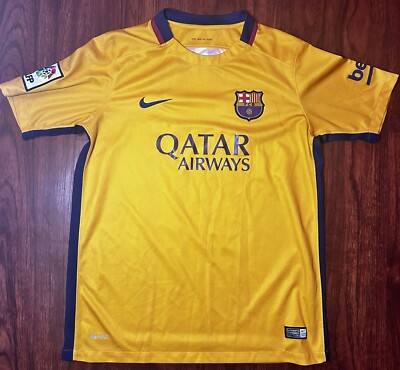 FC Barcelona 2015-16 Away Soccer Jersey Nike Youth Sz XL | eBay