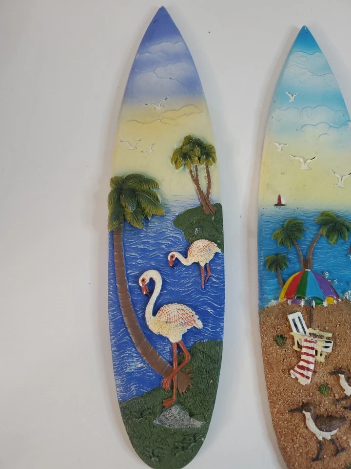 Surfboard 3D Art, wall mounts, 10.5" x 2.5", Beach Theme Airbnb Vacation Vintage - Image 2 of 4