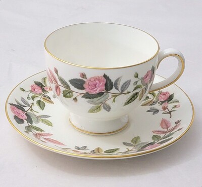 HATHAWAY ROSE 〜〜 Wedgwood Bone China England Pink Hathaway Rose Cup & Saucer 301 | eBay