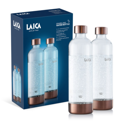 Sprudelflasche Ersatzflasche, 2er Pack, 1L Fassungsvermögen, von Laica