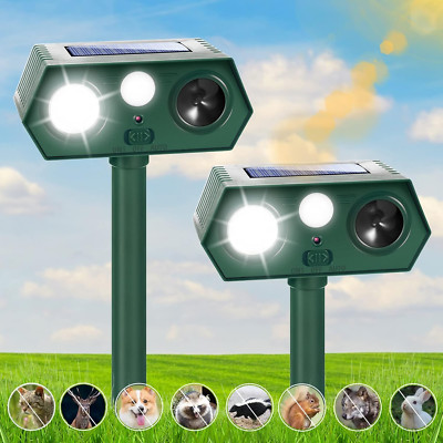 2025 Solar Ultrasonic Animal Repellent Dog Skunk Deer Raccoon For Garden Yard