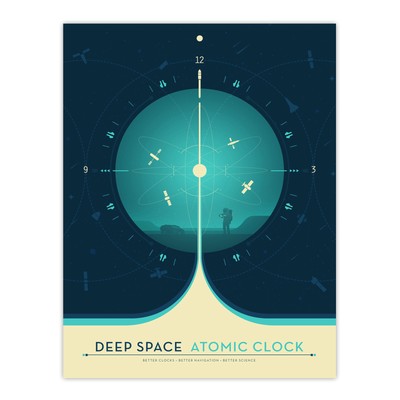Deep Space Atomic Clock Blue Earth Orbit Spacecraft NASA Wall Art Poster Print