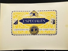 1900’s Original Vintage Cigar Box Label: Especiales - Embossed Antique Rare Art