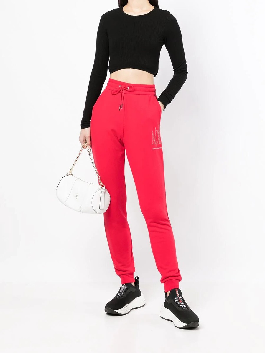 Armani Exchange Women's Logo-Print Track Pants Cotton Red