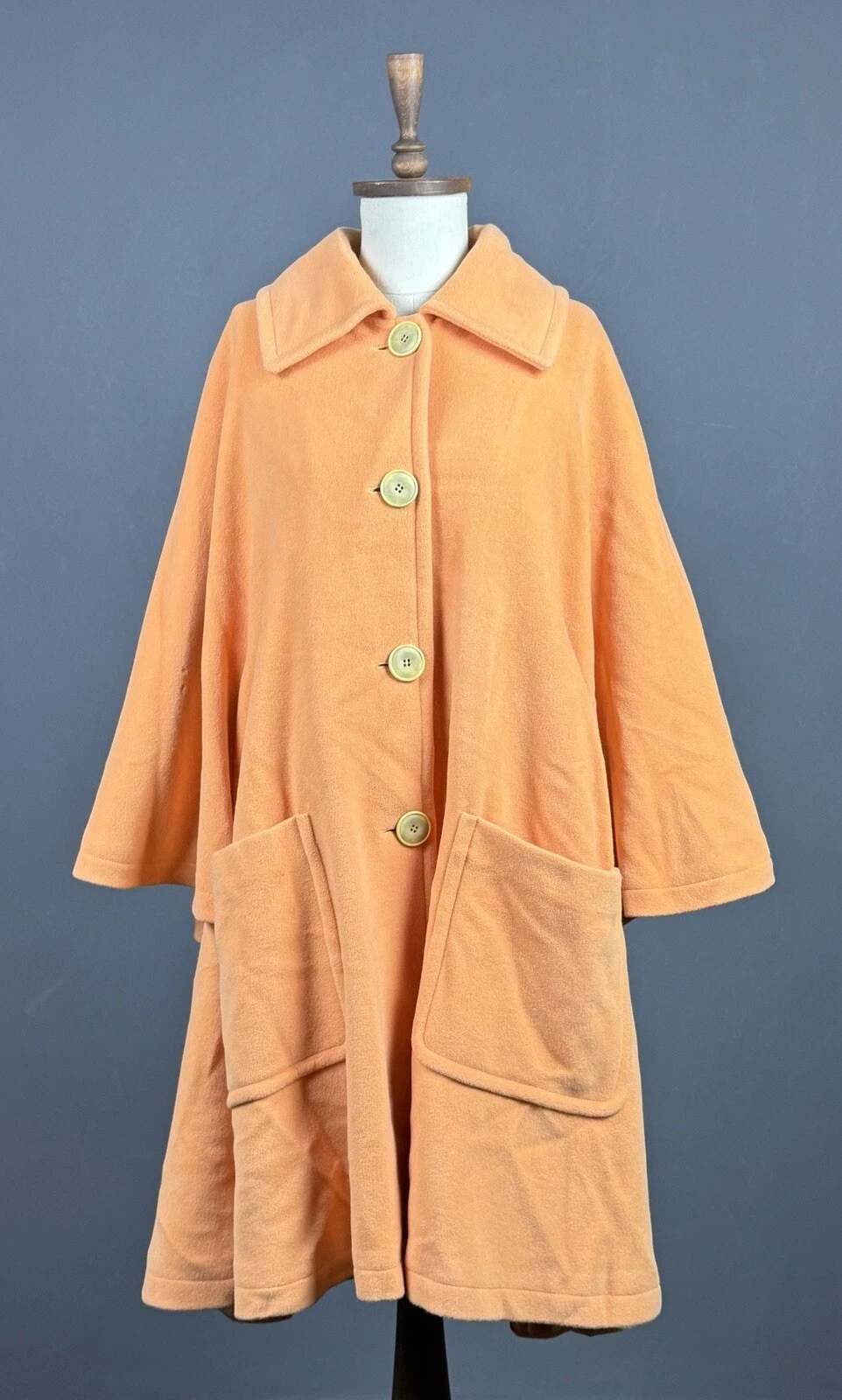 Vintage ESCADA by MARGARETHA LEY Orange Angora Wool Poncho Coat Size 38