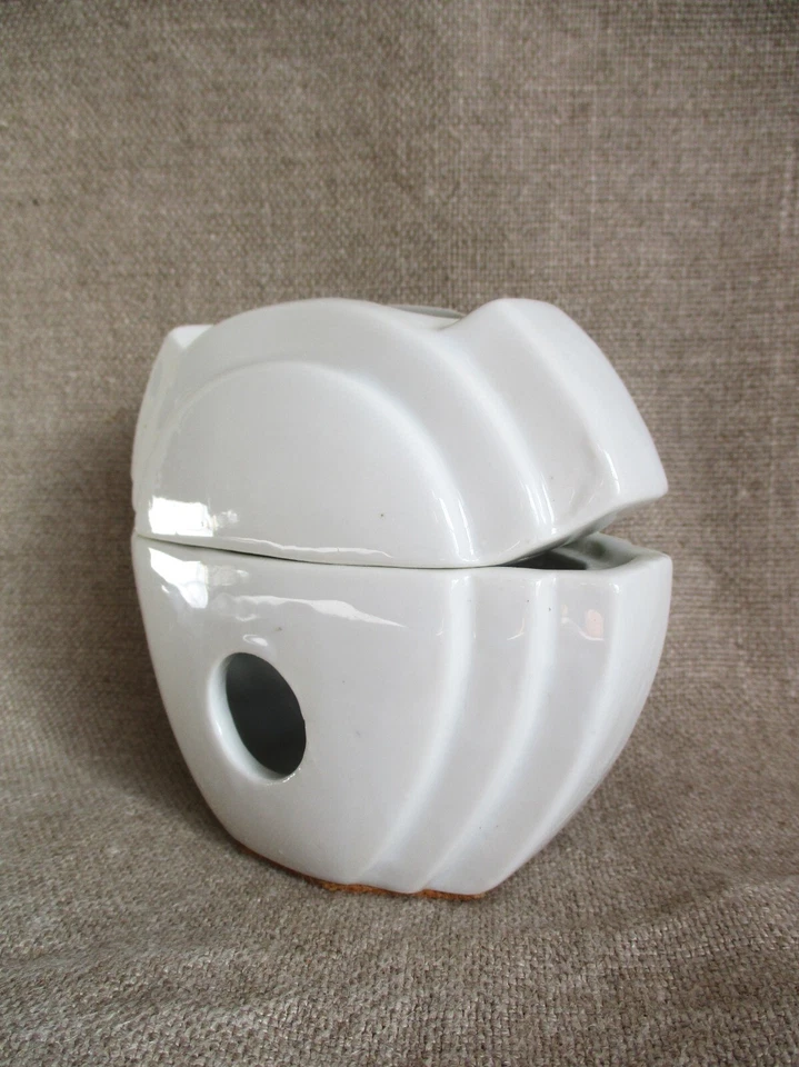 Calentador de aceite Art Deco Tealight cerámica blanca vintage vela cera quemador de fusión Foto 3 de 4