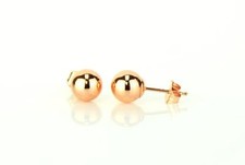 14K Hollow Rose Gold Ball Stud Pushback Earrings 5mm