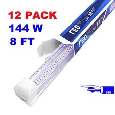 8Ft LED Shop Light 144W 96 Inch Cooler Door Lights LED Tube Fixture 12 PACK LED