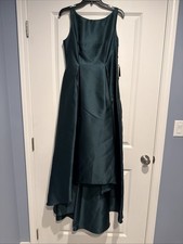 Adrianna Papell Women's High-Low Arcadia Sleeveless Gown - Dark Green - 8