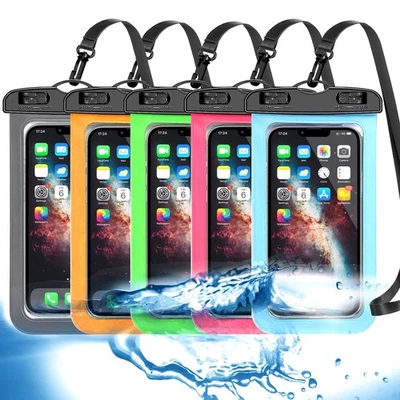 FAMOBY 5 Pack Universal Waterproof Phone Pouch, Large Phone Dry Bag Waterproof Case
