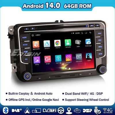 8-Kern 64G Android 14 Autoradio DVD für VW Golf 5 6 Polo Caddy Touran Passat T5