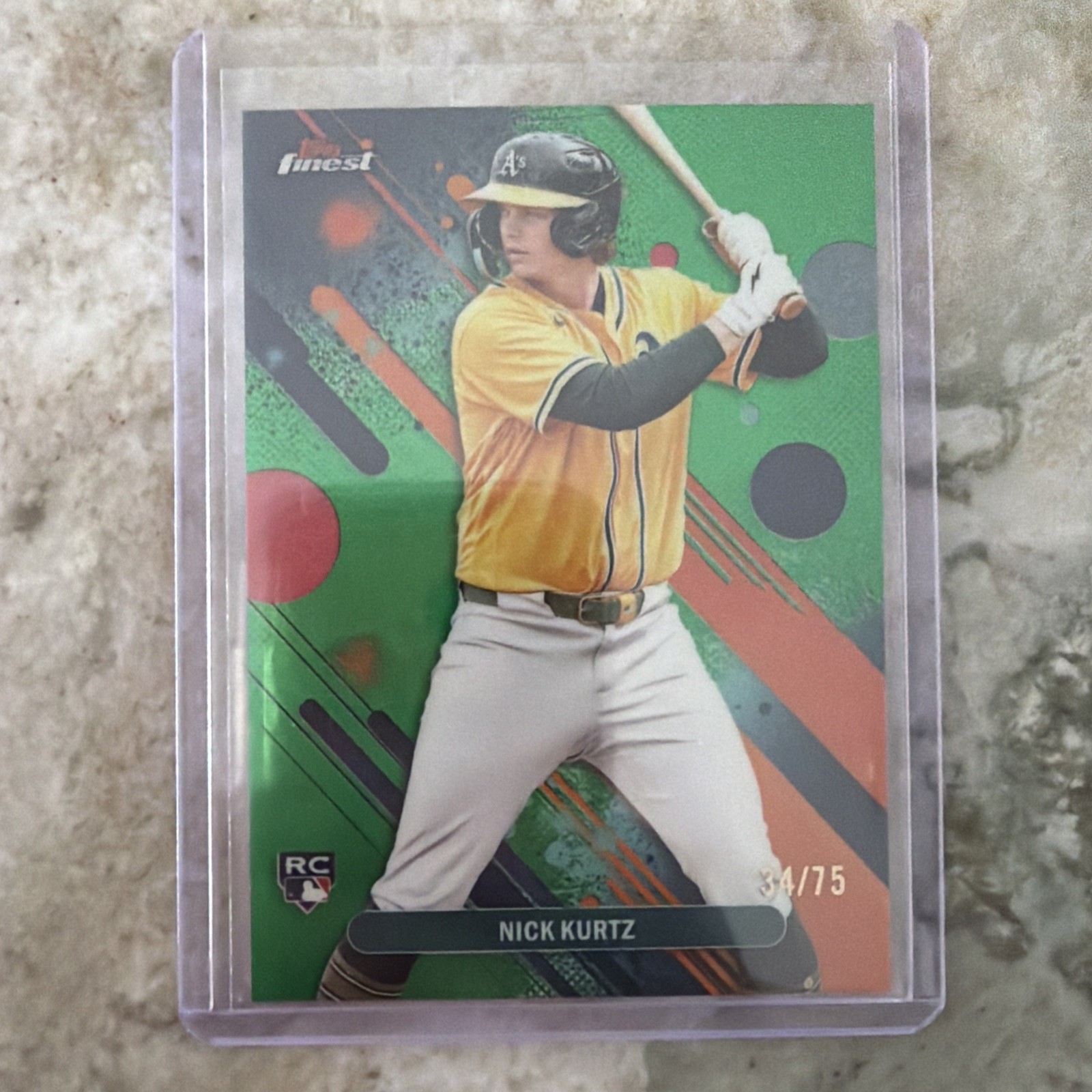 Nick Kurtz 2025 Topps Finest Common Green Refractor/75 #10 Rookie RC Oakland A’s